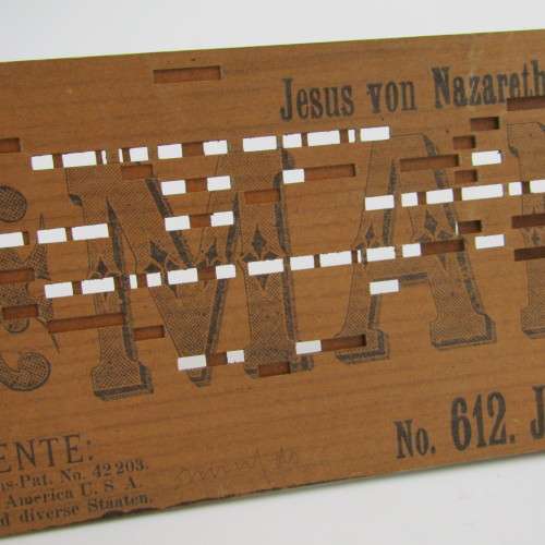 Punched Media MANOPAN music box strip - No. 612 - Jesus of Narareth passeth by - Late 1800`s