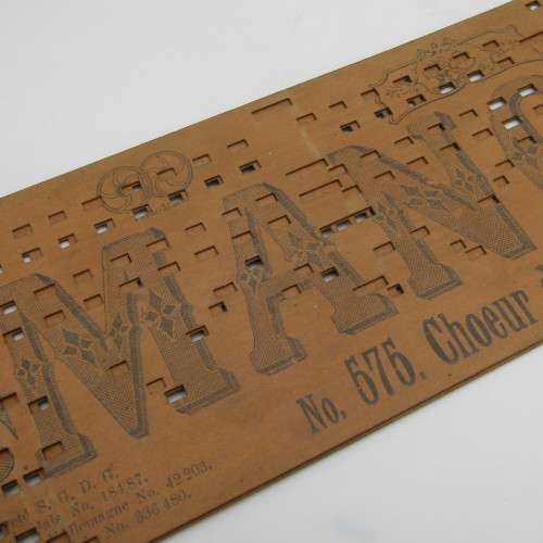 Punched Media MANOPAN music box strip - No. 575 - Choeur des Chasseurs de` Martha - Late 1800`s