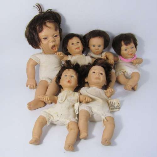 Lot of 6 vintage baby dolls with different expressions