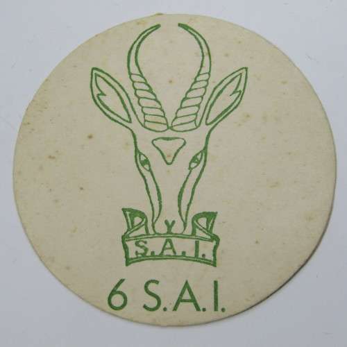 Very unique 6 SA Infantry beer coaster