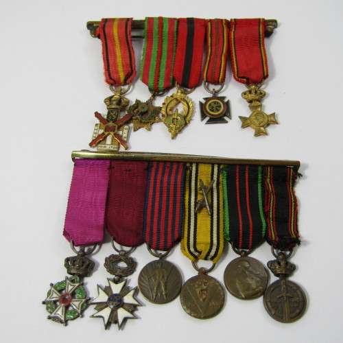 Set of 11 Belgium miniature medals