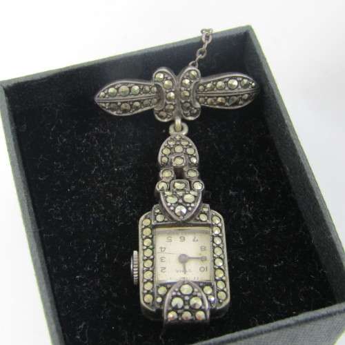 Beautiful vintage Cyma nurses Marcasite fob watch - Not working