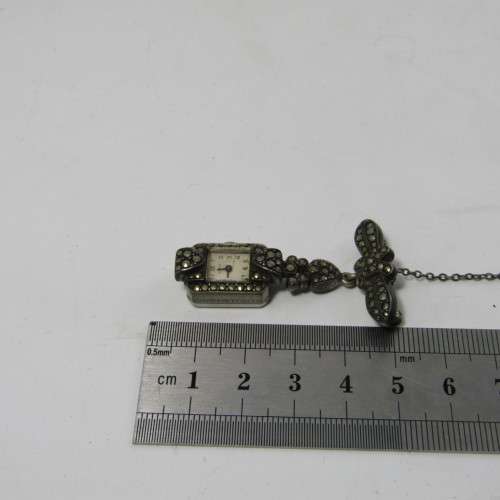Beautiful vintage Cyma nurses Marcasite fob watch - Not working