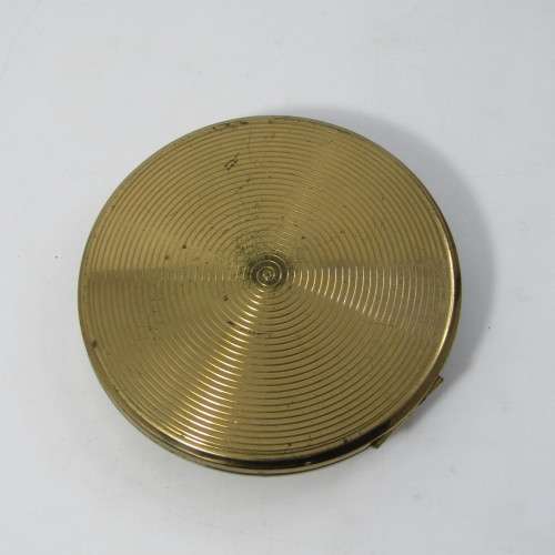 Vintage Gold coloured powder compact with manual wind watch in lid