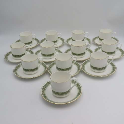 Set of 12 Royal Doulton Rondelay coffee cups and saucers