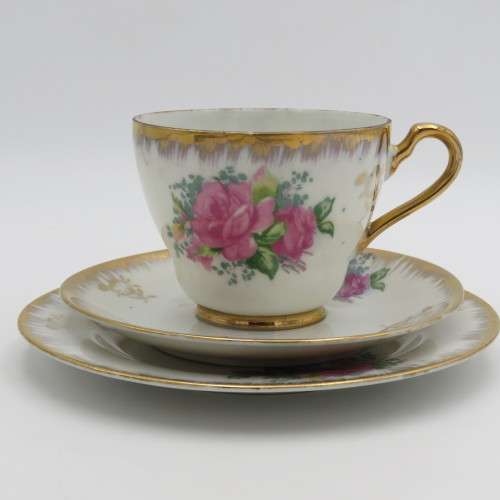 Floral Design Porcelain tea trio