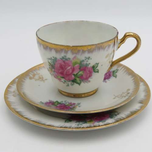 Floral Design Porcelain tea trio
