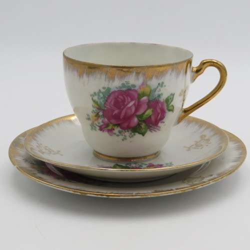 Floral Design Porcelain tea trio