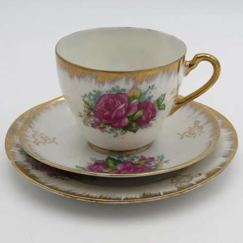 Floral Design Porcelain tea trio