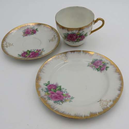 Floral Design Porcelain tea trio