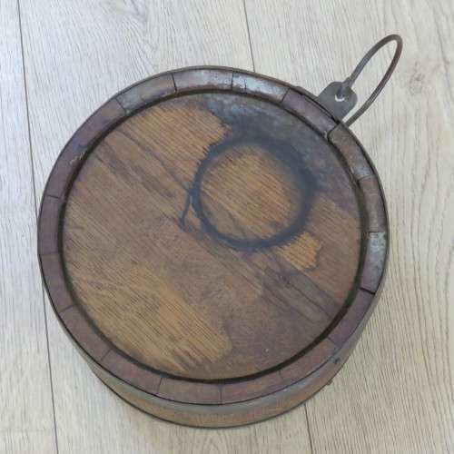 Vintage wood and brass water barrel Height 52cm