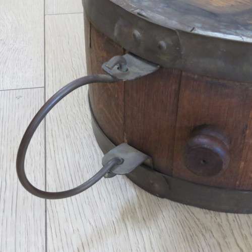 Vintage wood and brass water barrel Height 52cm