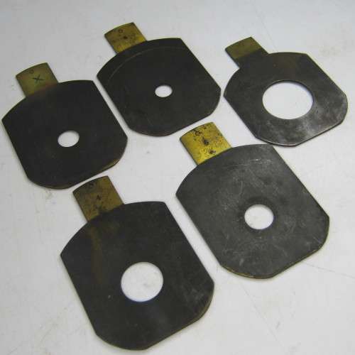Set of 5 Antique Bruss aperture slides in leather case