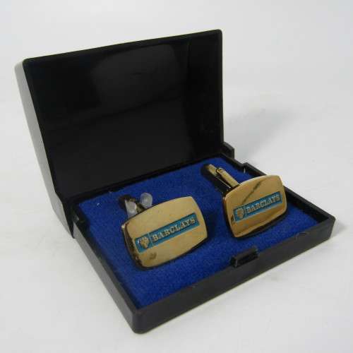 Pair of vintage Barclays Bank cufflinks in original box