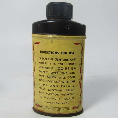 3 old bottles / tins - naeltjie olie, rooi poeier, wilson Core-Ga powder