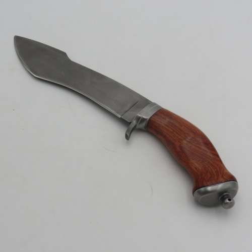 Handmade Hunter fixed blade knife with wooden handle and certificate