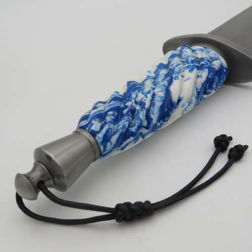 Custom made Riaan Ras dagger with leather sheath and certificate