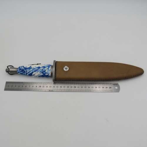 Custom made Riaan Ras dagger with leather sheath and certificate