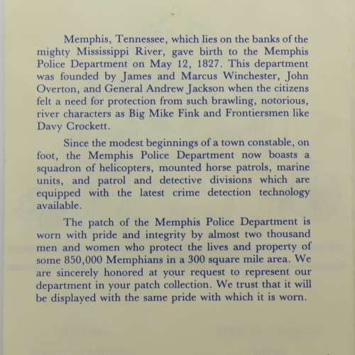 USA Memphis Police cloth badge