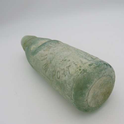 W.H Morgan Port Elizabeth mineral water bottle with glass marble