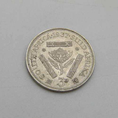 1937 3d. Three Pence South African Tickey Coin - full lustre uncirculated