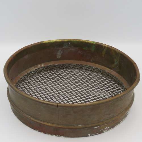 Antique Taeuber and Corssen brass quality control sieve - probably for cereal