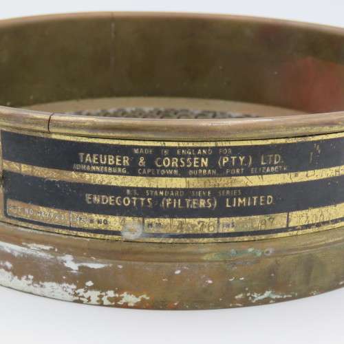 Antique Taeuber and Corssen brass quality control sieve - probably for cereal