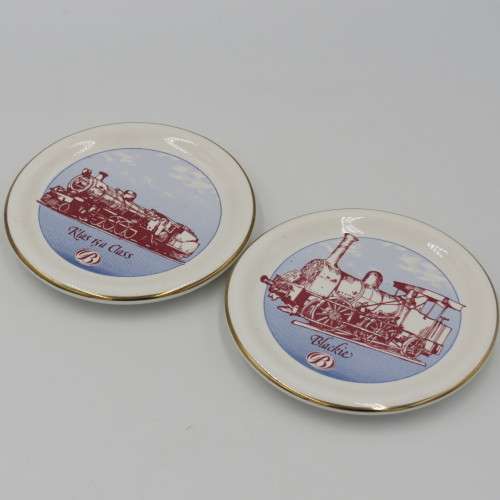 Vintage SA Railways Blue train souvenir mini plates - Blackie and 15 Class locomotives