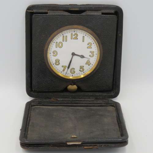 Antique swiss 8 - day travelling clock - working