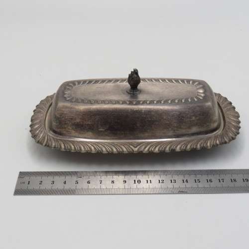 Vintage silver-plated butter dish with lid & glass inner