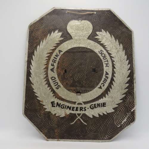 Vintage South Africa Engineers corps metal plate - no center