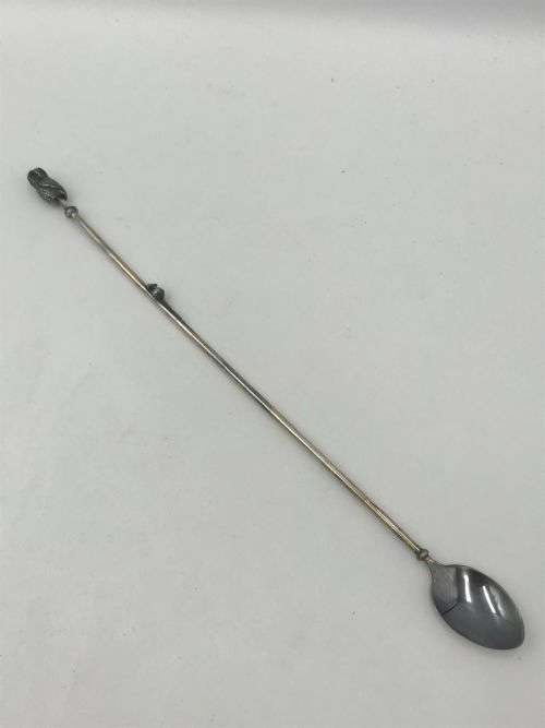Patrick Mavros Owl and mouse silver cocktail spoon in box