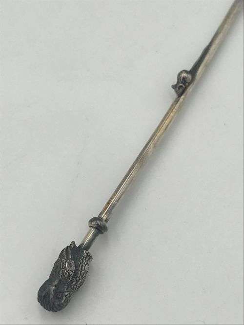 Patrick Mavros Owl and mouse silver cocktail spoon in box