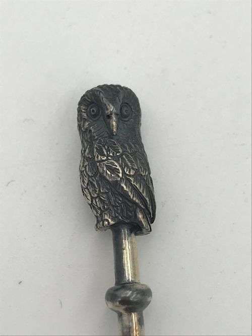Patrick Mavros Owl and mouse silver cocktail spoon in box