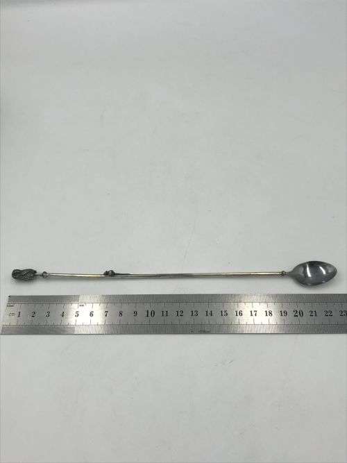 Patrick Mavros Owl and mouse silver cocktail spoon in box