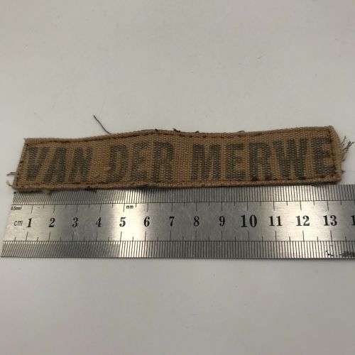 SADF Nutria Van der Merwe name tag