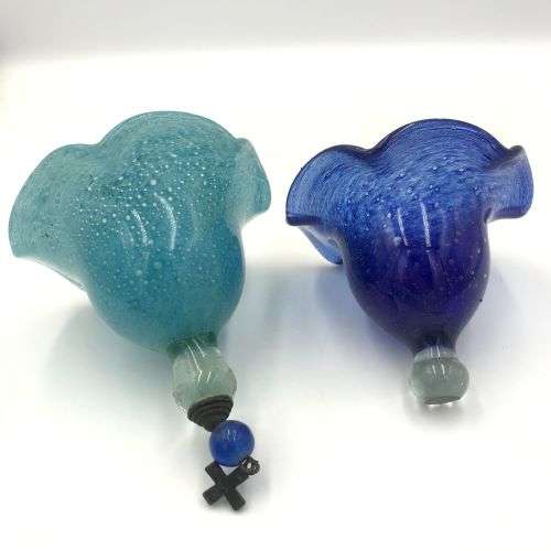 Vintage glass plant holder / bird feeder / candle holders - hanging