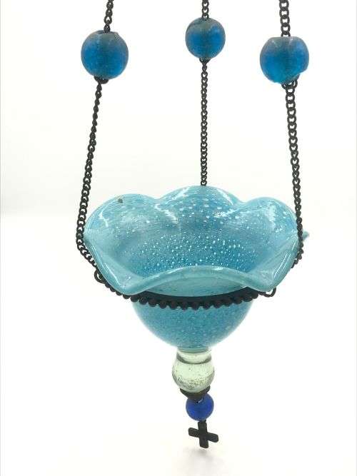 Vintage glass plant holder / bird feeder / candle holders - hanging