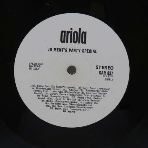 Joe Ment`s Party Special Vol 2 - SAR 837 Music LP 33 1/3