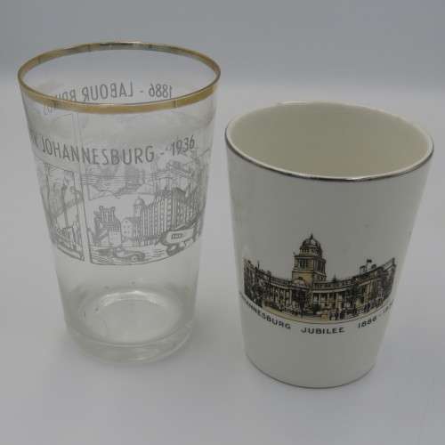 Lot of 2 Johannesburg jubilee 1886 - 1936 glasses