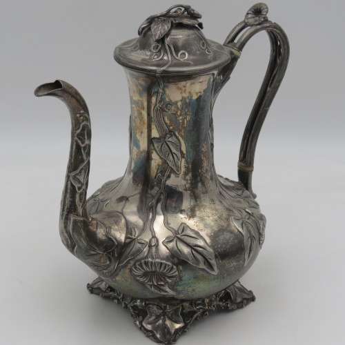 Antique James Dixon and Sons Brittania metal Silverplated coffee pot