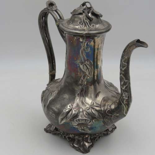 Antique James Dixon and Sons Brittania metal Silverplated coffee pot