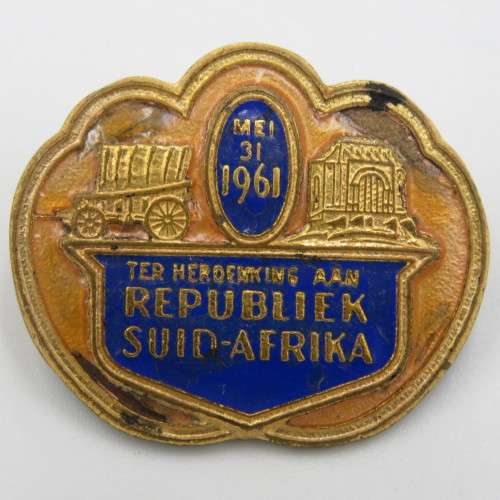Pair of 1961 Replublic Festival pin badges - one pin missing