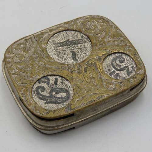 Vintage metal coin holder case with place for sovereign, half sovereign, shilling and sixpence