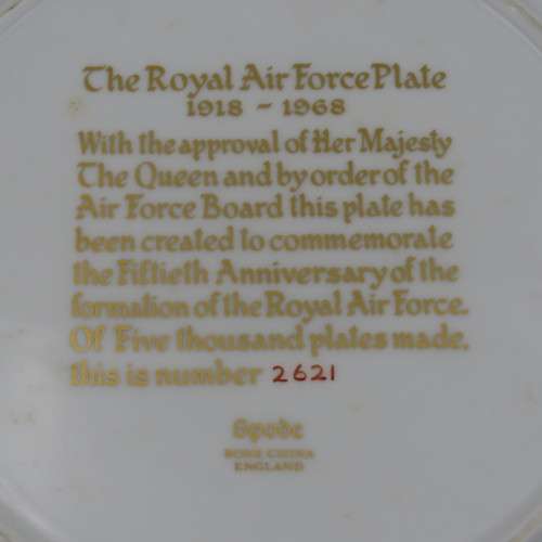 Spode Royal Air Force 1918-1968 porcelain plate - #2621 of 5000