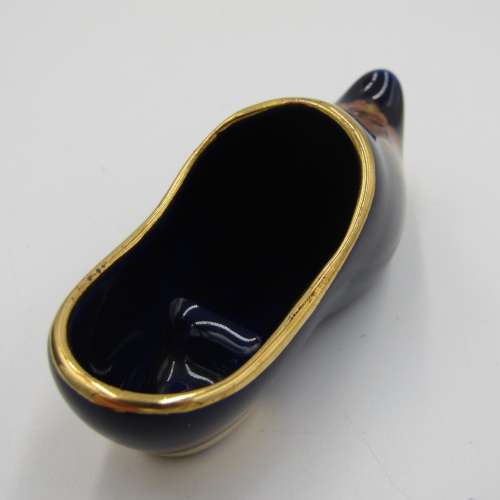 Vintage Limoges blue and gold trinket shoe
