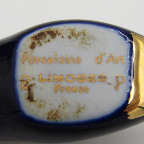 Vintage Limoges blue and gold trinket shoe