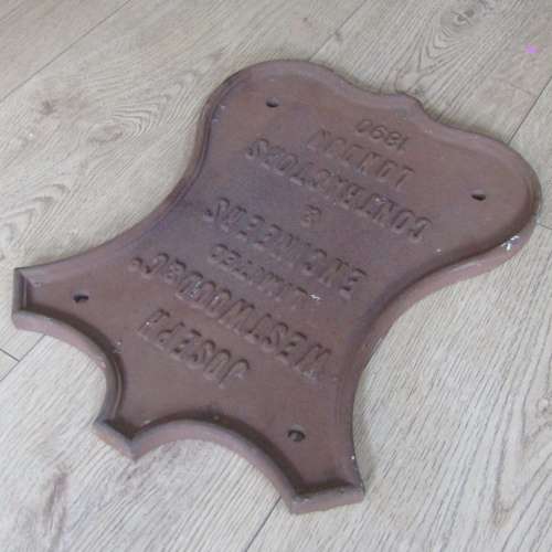 Antique Joseph Westwood and Co. 1890 cast iron name plate