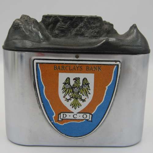 Vintage Barclay Bank Table mounain money box