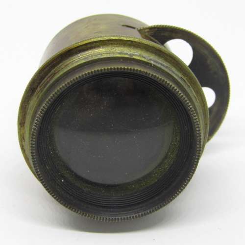 Antique brass camera lens with rotating aperture f11 to f44